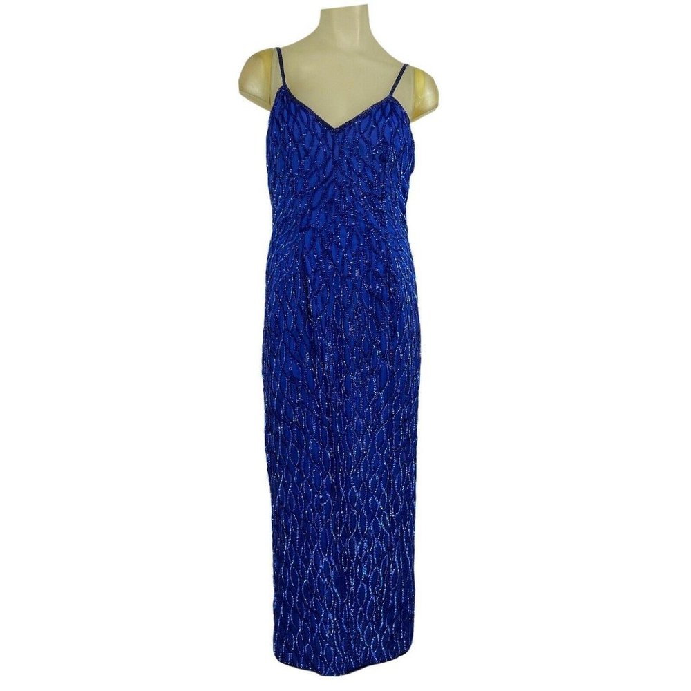 Laurence Kazar Sequin Long Dress Gown Silk